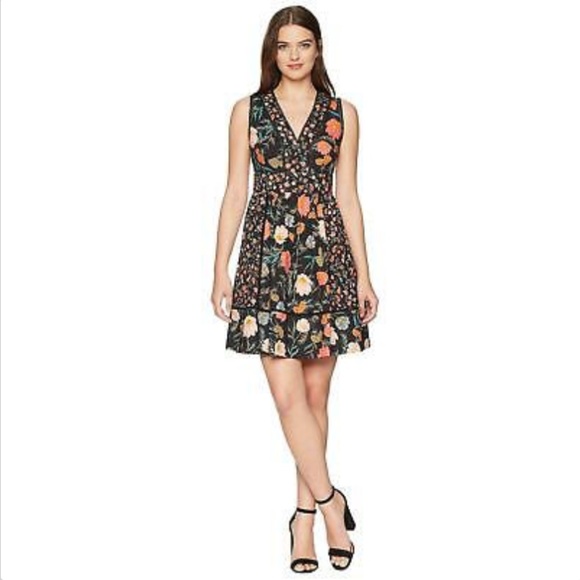 kate spade Dresses Kate Spade Mixed Blossom Fit And Flare Dress Black Poshmark